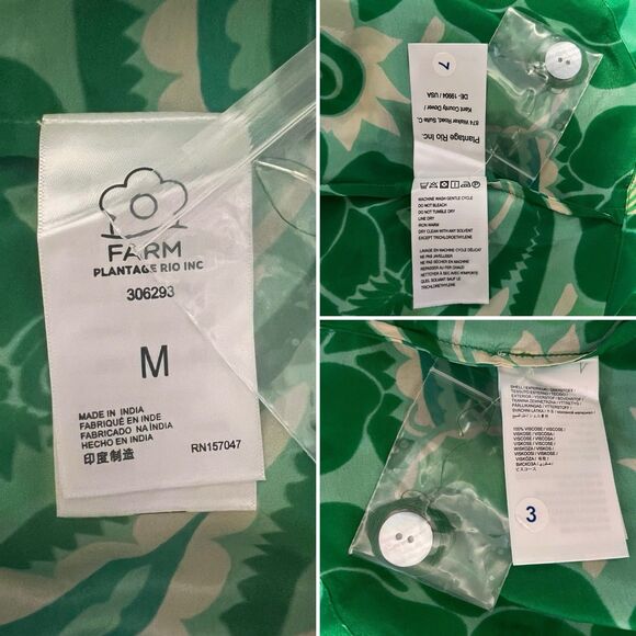 Farm Rio Tropical Groove Shirt Size M Green Floral Print Long Sleeve Button Down - Picture 15 of 15